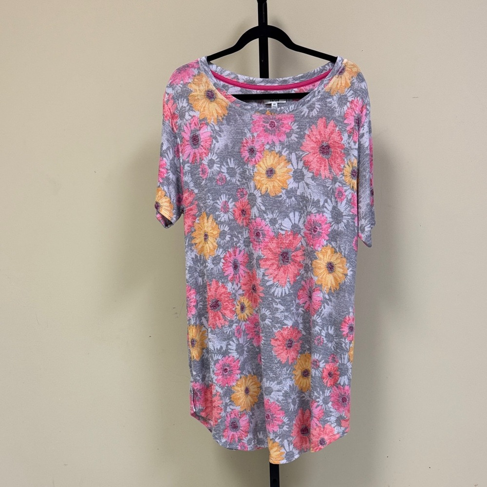 Kensie Floral Gray and Pink Short Sleeve Sleepshirt